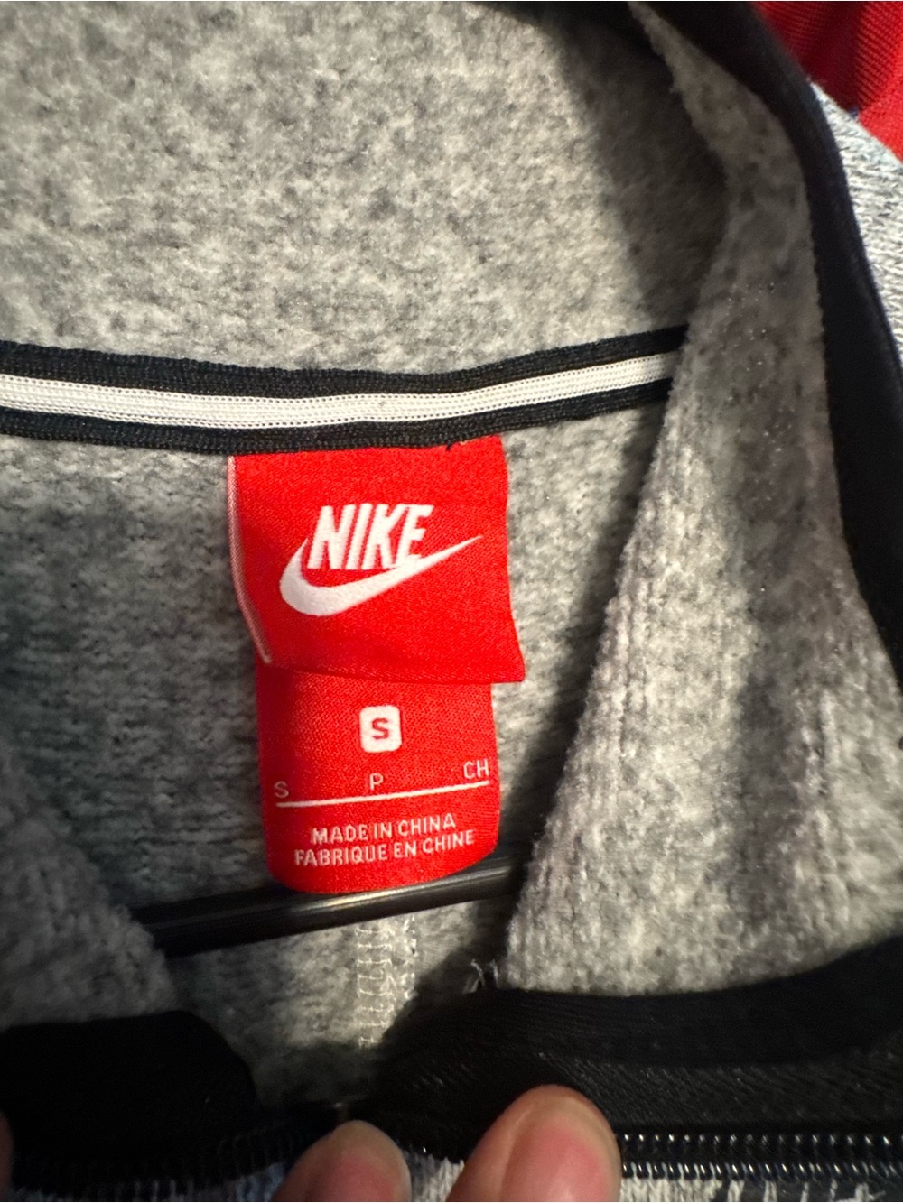 Nike Grey Fleece Jacket with Red Logo Tag